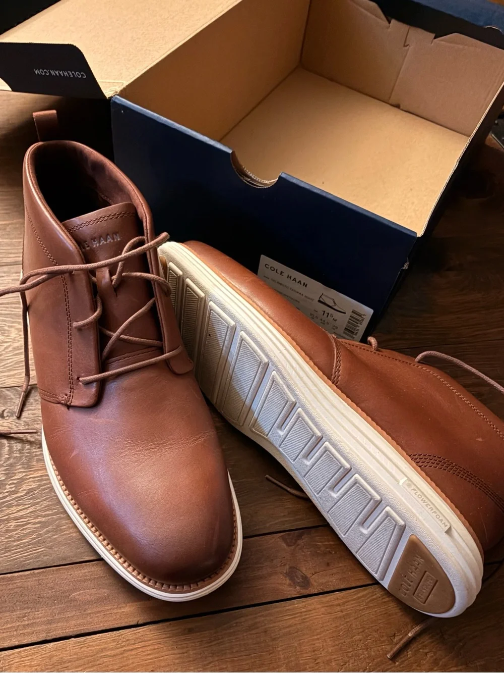 Cole Haan Men's Chestnut Leather Chukka Boots with White Sole